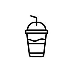 Handdrawn Line Art Illustration of a Disposable Cup with a Straw and a Drink Inside