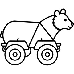 Bear Buggy line art vector