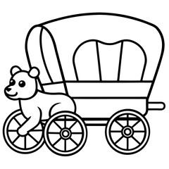 Bear Buggy line art vector