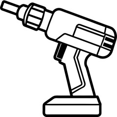 Electric Drill Minimalist Line Art Vector