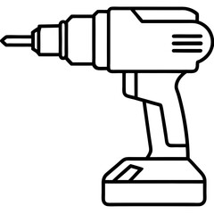 Electric Drill Minimalist Line Art Vector