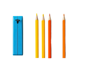 Colorful pencils and a blue case