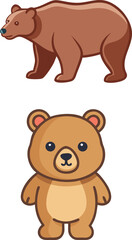 Obraz premium Brown Bear and Cartoon Bear Illustrations