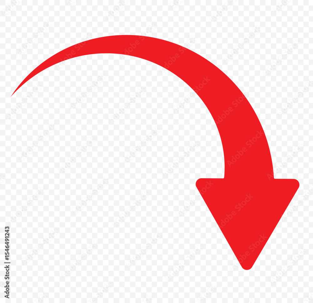 Poster red arrow icon. vector arrow icon. long curve arrow icon .