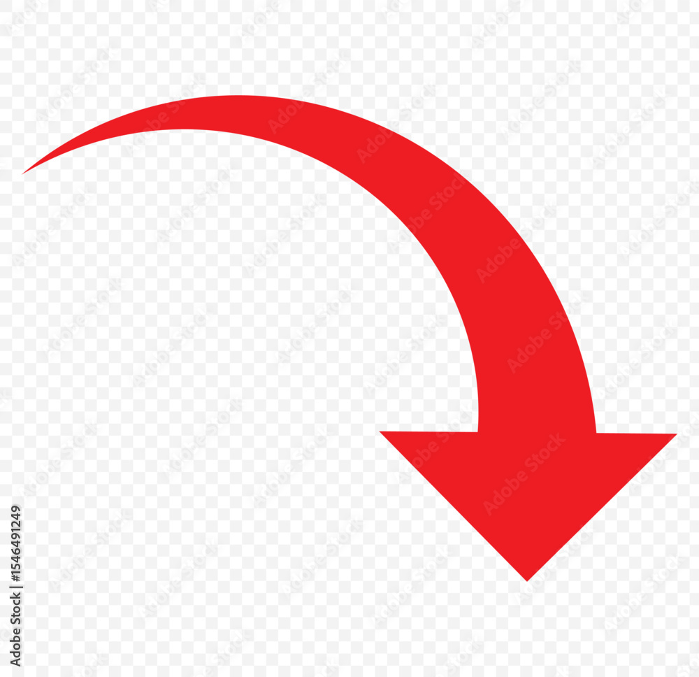 Poster red arrow icon. vector arrow icon. long curve arrow icon .