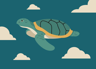 Flying turtle illustration