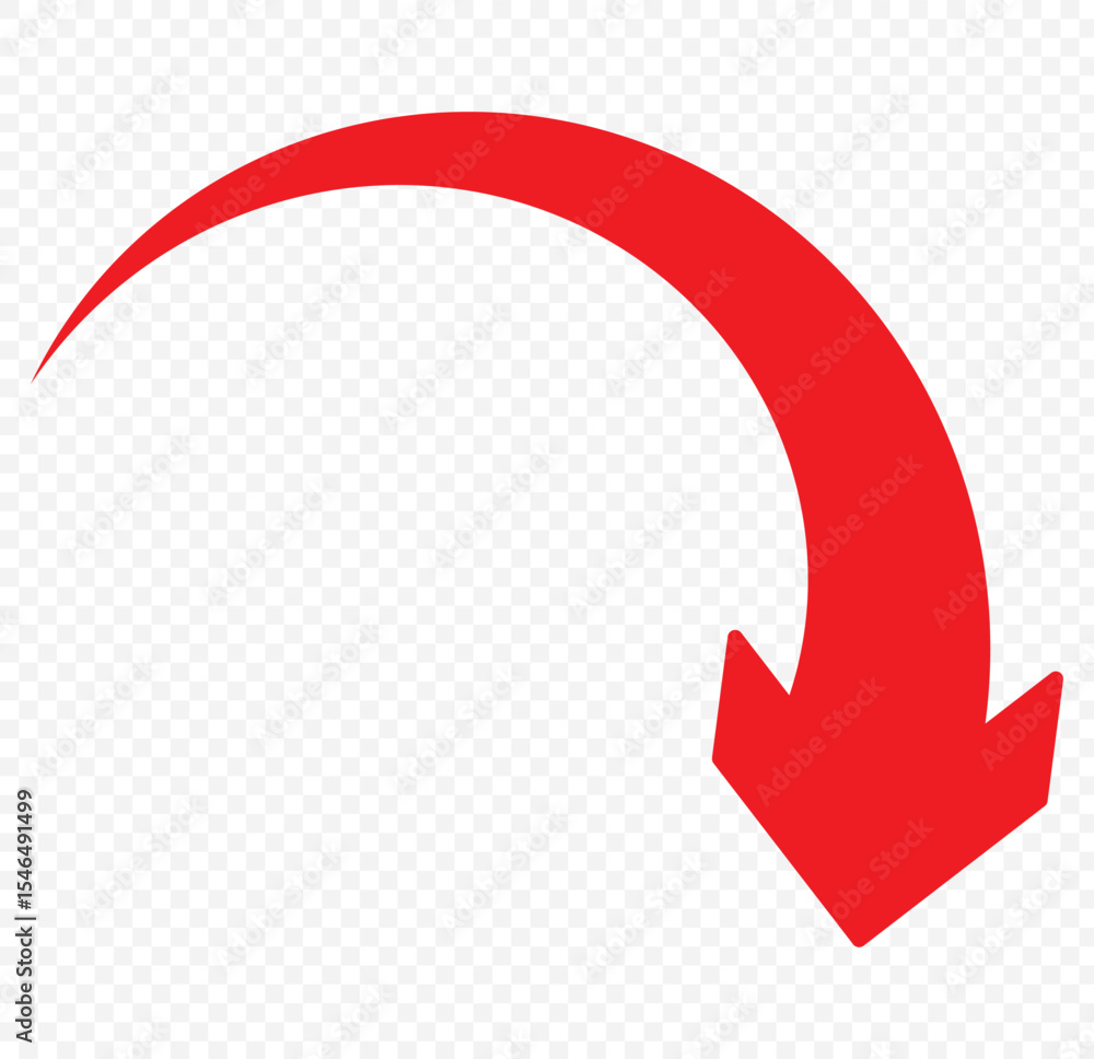 Poster red arrow icon. vector arrow icon. long curve arrow icon .