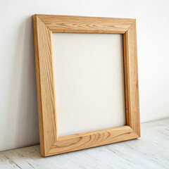 Natural Wood Frame: Elegant Square Picture Frame for Home Decor isolated  white  background