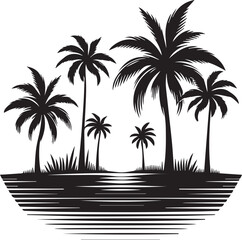 Obraz premium Lush tropical palm trees vibrant vector illustration for design projects