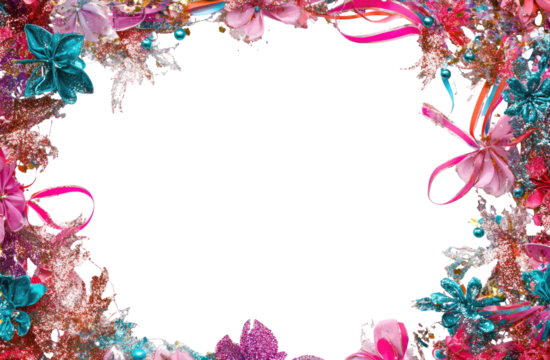 Festive circular frame with vibrant decorations