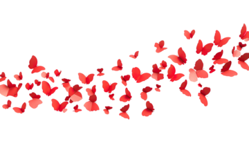 Red butterfly shapes on black background