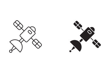 Satellite icon vector icon. black line vector. set icon