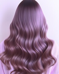 Naklejka premium Luxurious Wavy Purple Hair Beauty Style
