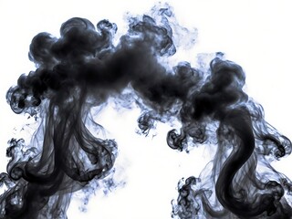 Abstract Black Ink Cloud Formation Against a White Backdrop Creates a Dramatic and Ethereal Visual Experience