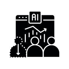 Customer churn black flat icon for digital and print projects.