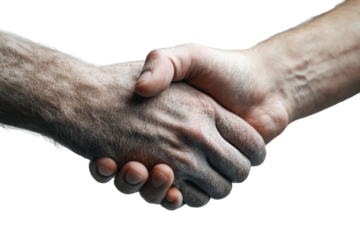 Handshake between young and elderly person PNG with a transparent background

