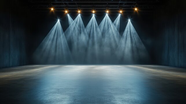 A captivating stage illuminated by dramatic lighting, creating an atmosphere of anticipation and excitement, perfect for performances or events showcasing talent and creativity.