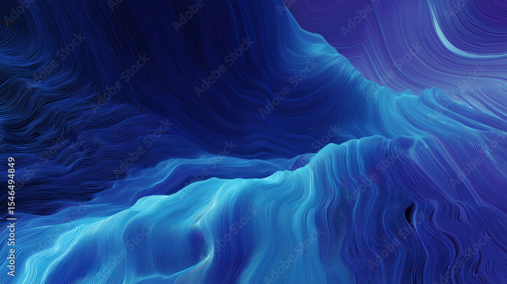 Leinwandbilder mesmerizing abstract image featuring flowing blue and purple waves with fine lines and textures, cre