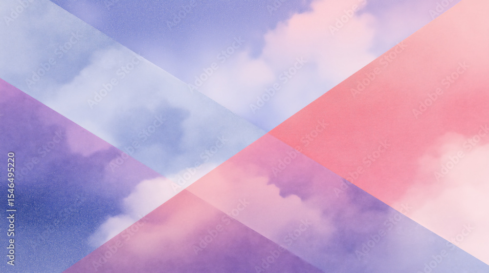 Poster dreamy composition blends soft pastel colors with abstract geometric shapes, creating serene and eth