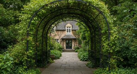 Fototapeta premium Garden path to charming cottage