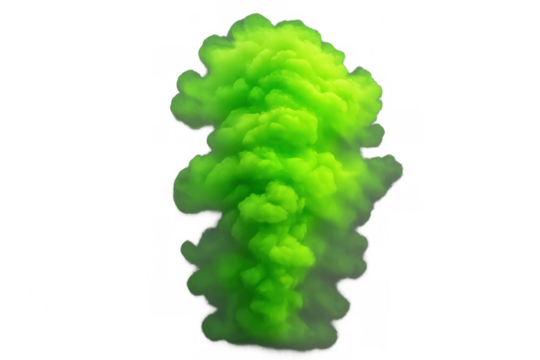 Realistic green smoke rising on transparent background, ideal for visual effects and motion graphics
