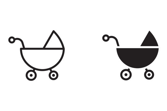 Baby stroller icon set. Baby carriage symbol, baby stroller, baby stroller. Baby stroller illustration. vector eps	