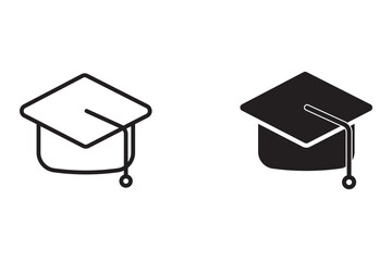 graduate college icon set. toga cap icon. flat illustration vector icon	