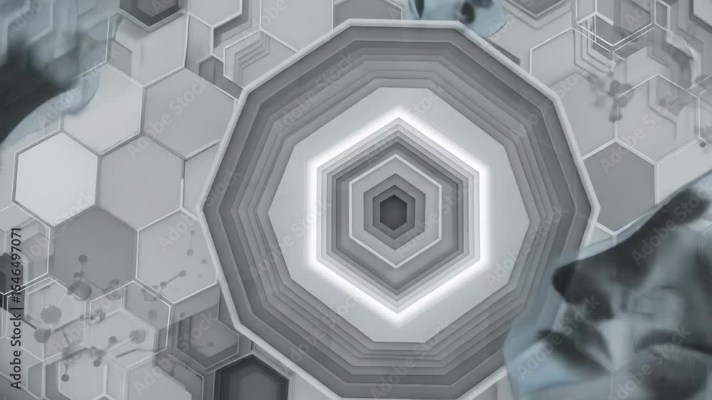 Poster abstract hexagonal tunnel design for creative visual projects