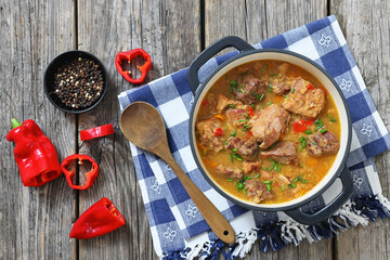 braised meat stew of beef and pork, top view