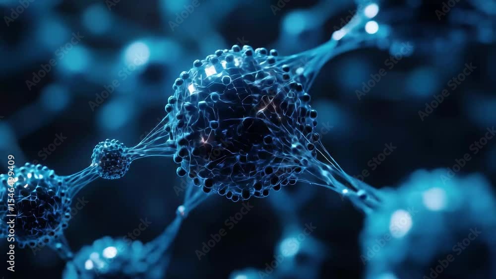 Poster scientific visualization of interconnected molecular structures showcasing intricate patterns and vi