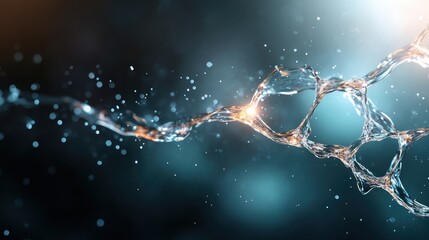 A captivating image showcasing a dynamic flow of water droplets illuminated by soft light, highlighting the beauty and fluidity of nature in an artistic setting.