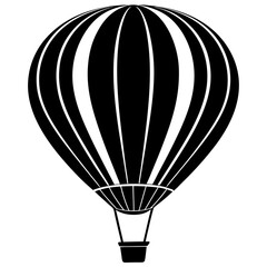 Obraz premium Hot air balloon with basket isolated on white background in black