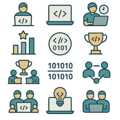 Hackathon and Coding Event Icons Set