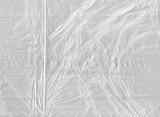 Textura de bolsa plástica color blanco. White plastic film wrap texture background. White wrinkled plastic bag texture