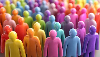 A group of people in a rainbow of colors