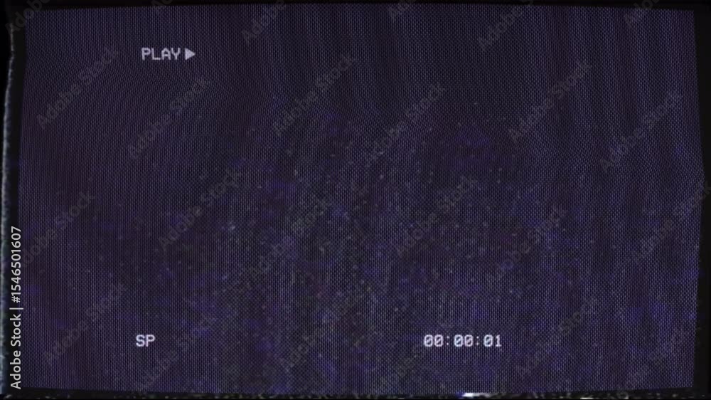 Poster analog tv vhs noise glitches transtition.retro vhs playback screen with play symbol and timecode dis