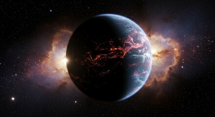 Obraz premium Planet sunrise in space illustration