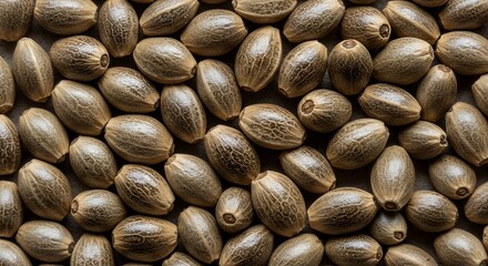 Close-Up of Hemp Seeds: A Detailed Look at the Texture and Form of Cannabis Sativa Seeds