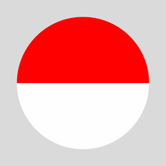 Indonesia flag in round style. Indonesia flag icon. Official standard colors. Round or circle flag. Perfect for badges, apps, stickers, national events, or patriotic design projects.