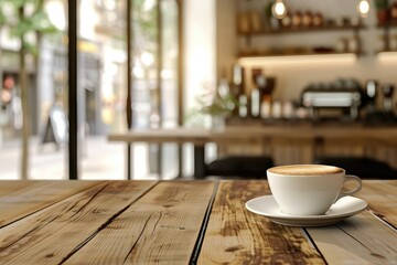 Parisian Coffee Shop Style with Tasty Coffee Served on Wooden Table Coffee Shop Design