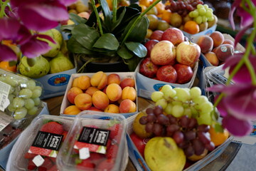 sets of fresh fruits in local market