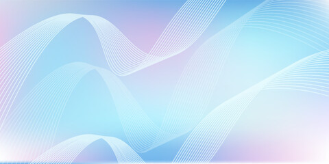 Abstract blue gradient background with shining lines waves. Minimalist background for banner, poster, cover, brochure, flyer, website