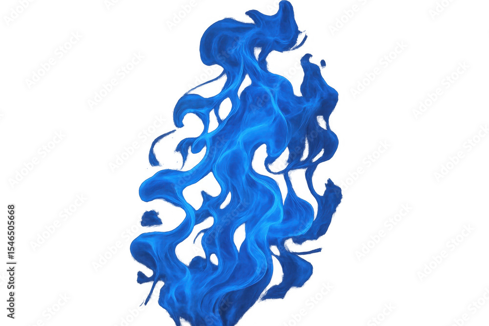 Poster blue fire burning intensely with transparent background, perfect for adding a touch of magic to visu