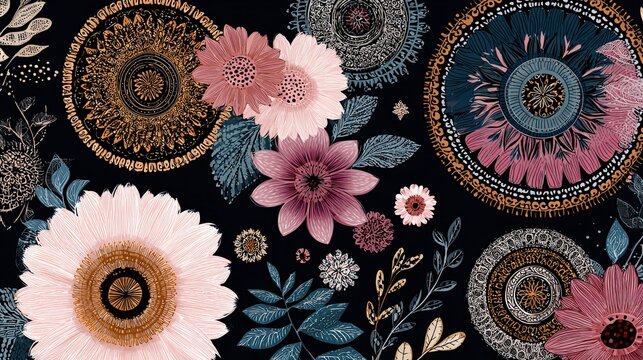 Boho Style Colorful Lin. Abstract colorful contemporary aesthetic background with geometric balance shapes. Vintage Boho Mandala Background Texture.