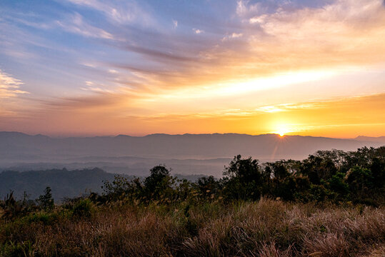 Golden sunset at Sajek Valley, Rangamati, Bangladesh