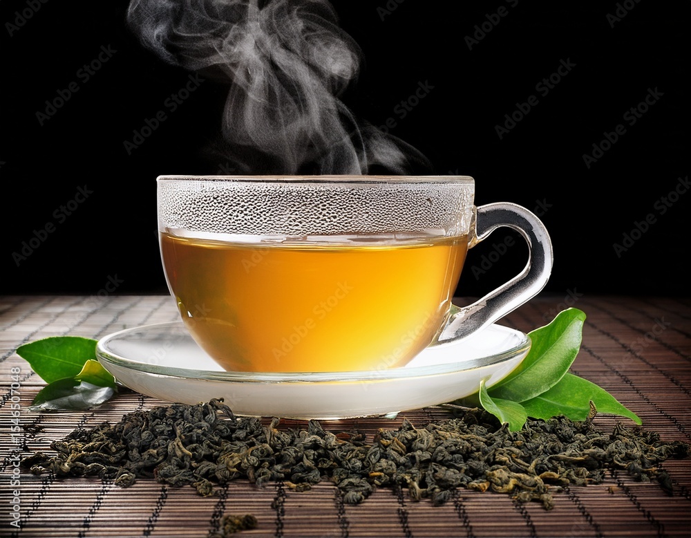 Poster hot oolong tea on isolated on transparent background generative ai