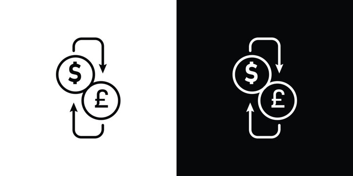 Money exchange icon in black. flat graphic vector icon