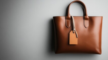 A stylish brown leather handbag sits elegantly on a minimalist background, representing sophistication and fashion, perfect for lifestyle branding and luxury products in the market.