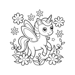 coloring page bold line art vector art illustration