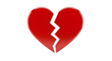 Broken Heart: 3D Render with Transparent Background, Graphic Design Element for Projects